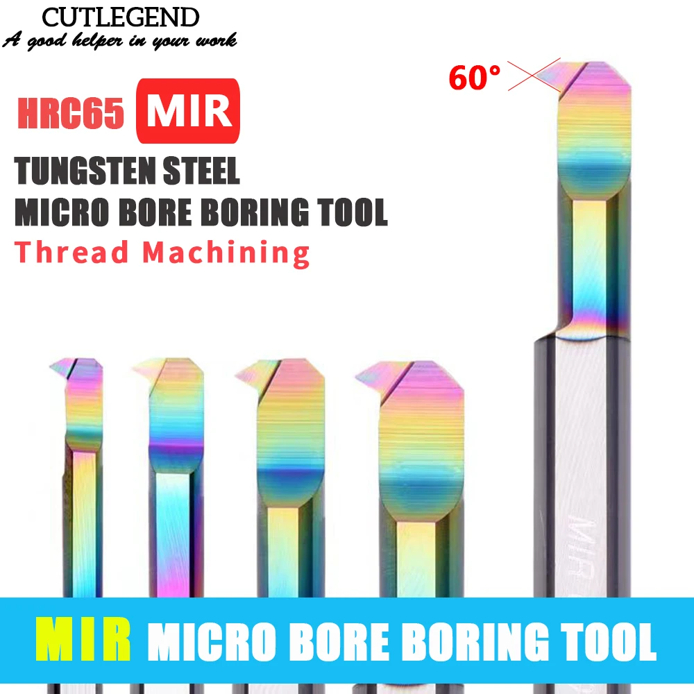 HRC65 MIR 3 4 5 6 A60 Degree L10 L15 L22 Small Bore Boring Tool thread Machining Carbide Turning Boring Cutter For Alumunum