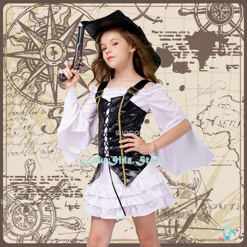 

Halloween Costume Prank Props Girl Pirate Party Cosplay Costume Children's Little Girl Pirate Role Carnival Outfit Adulto