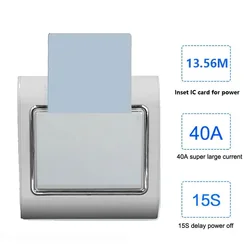 RFID Hotel Energy Saving Switch Blank Panel 13.56M IC Card 80-220V Wide Voltage 40A 15s Power Off  Delay Support 110/127/220V