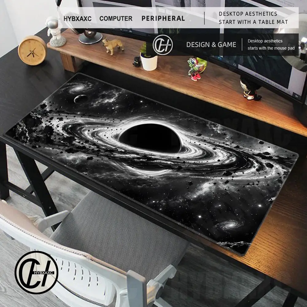Large Black Hole Mouse Pad Minimalist Space Aesthetic Desk Mat HYBXAXC HD Extended Gaming Keyboard Mats 90x40 XXL Gamer Mousepad