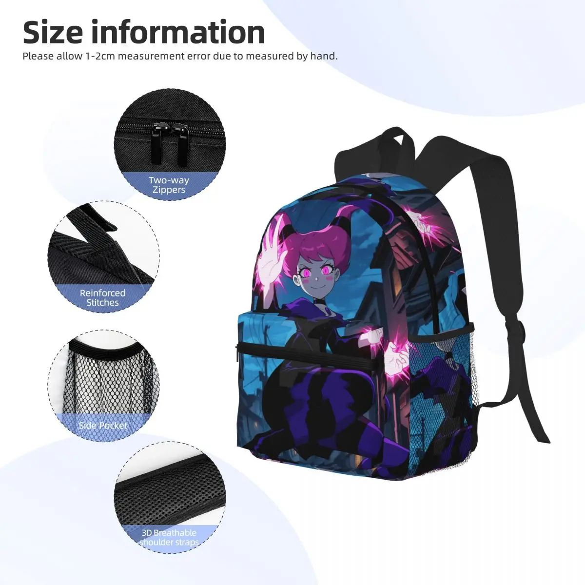 Cartoon Teen Titans Go Jinx Studentenrucksack, Schultasche, Wandern, Reisen, Tagesrucksack für Jungen und Mädchen, modische Büchertasche, Umhängetaschen