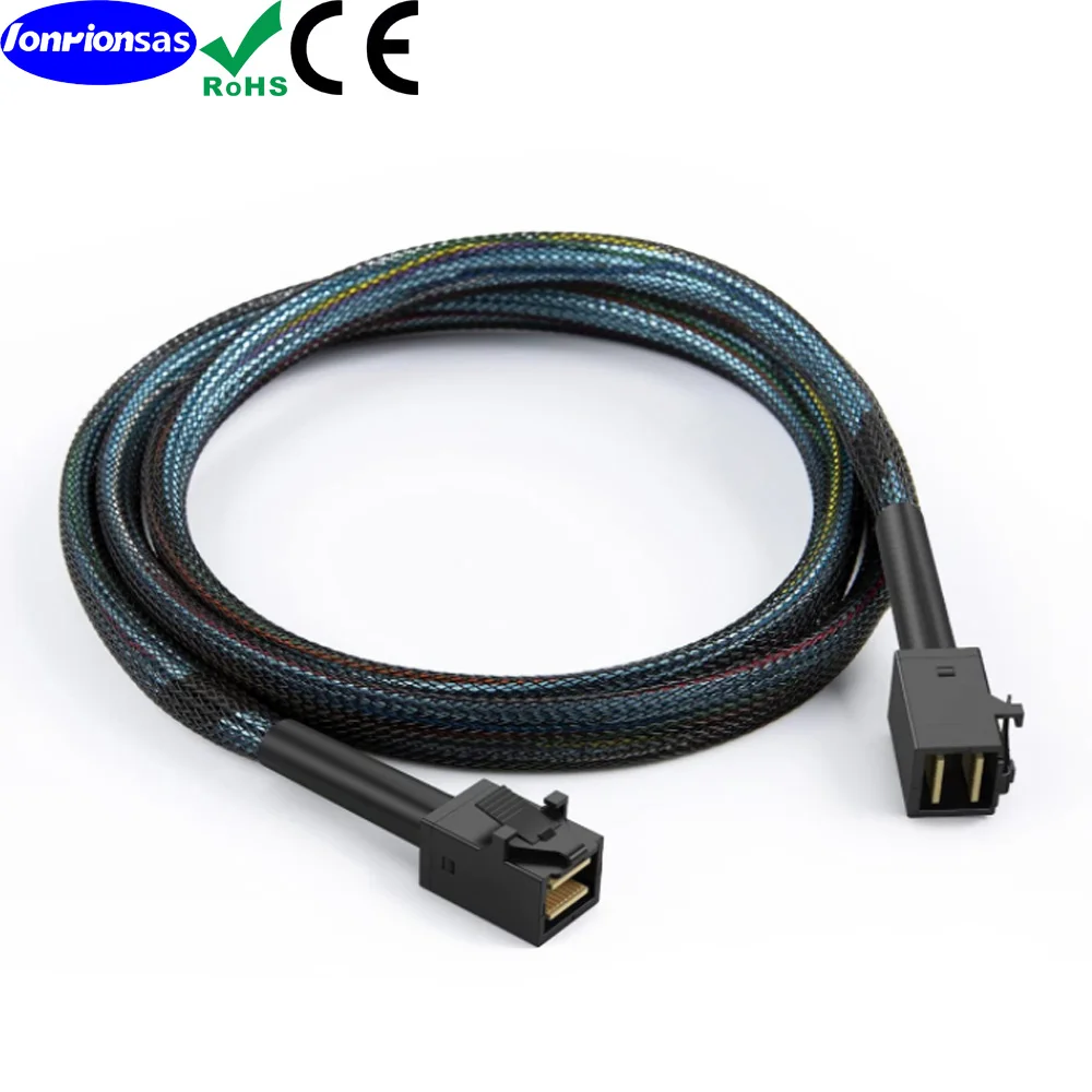 LONTION#Internal Mini SAS HD SFF-8643 to SFF-8643 Cable, with Sideband, 100-Ohm