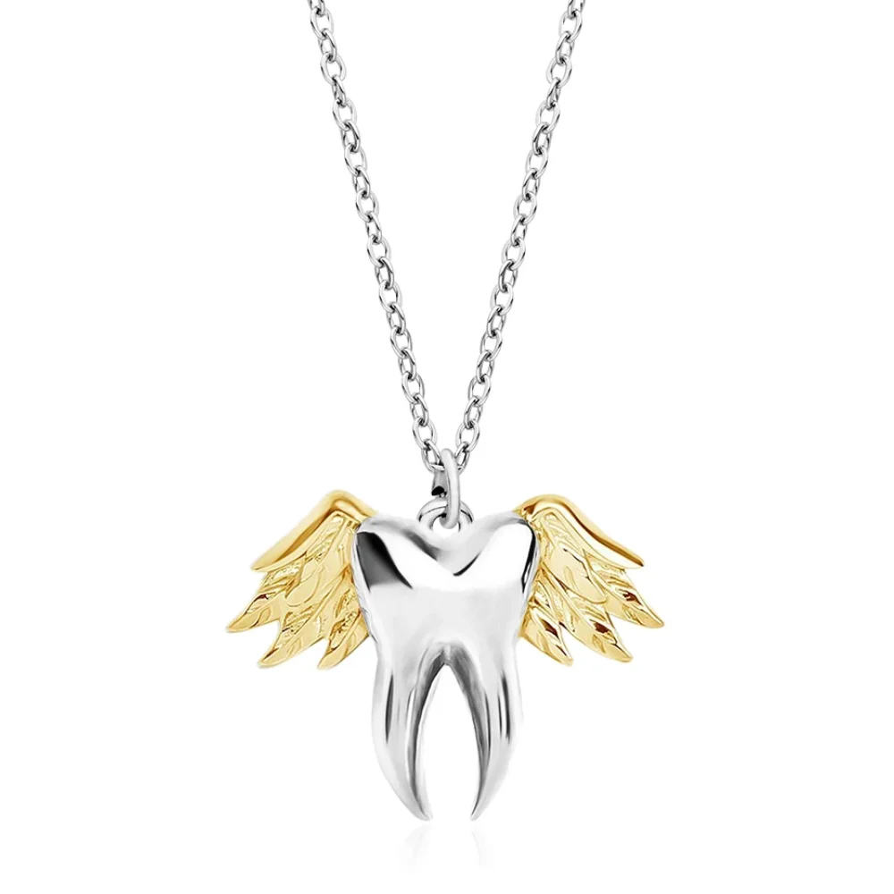 New Angel Tooth Medical Necklace Dental Dentist Exquisite Teeth Dangle Pendant Choker Jewelry for Women Girls