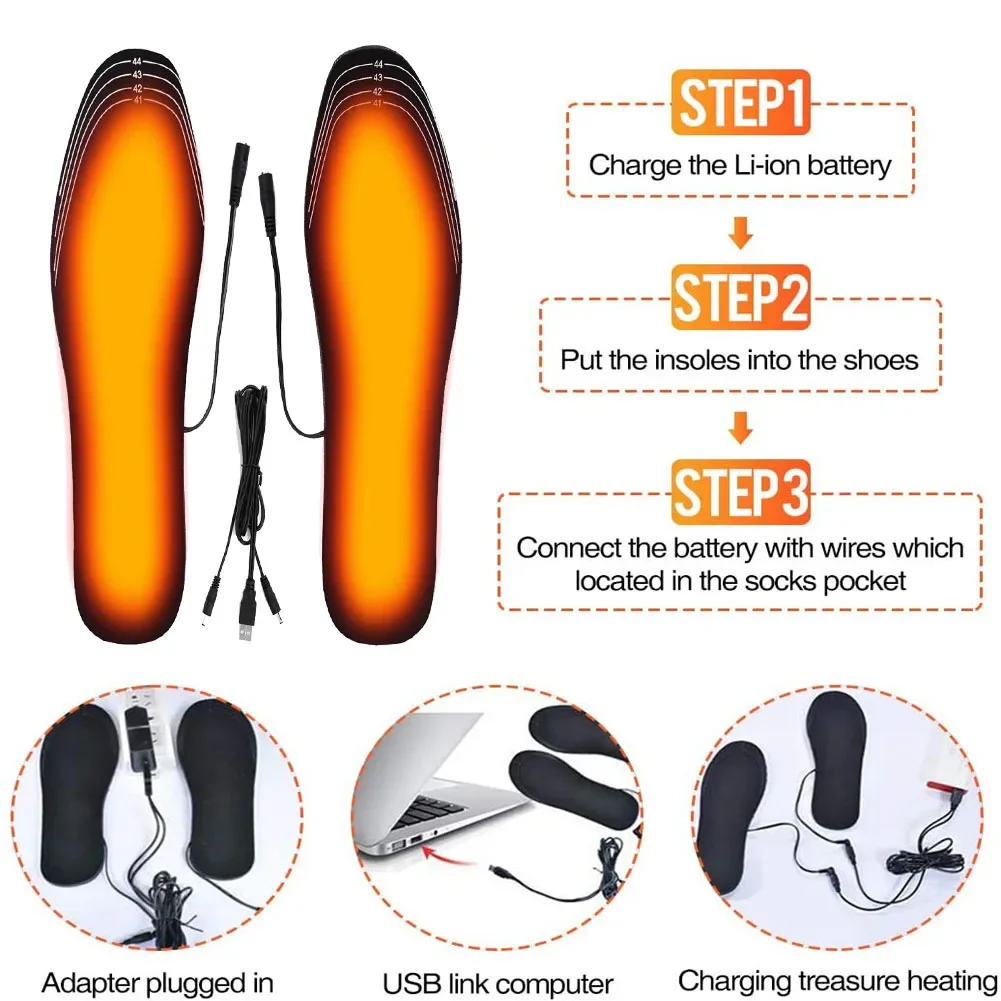 USB Heated Shoe Insoles  Foot Warming Pad Feet Warmer Sock Pad Mat Winter Outdoor Sports Heating Insole Winter Warm