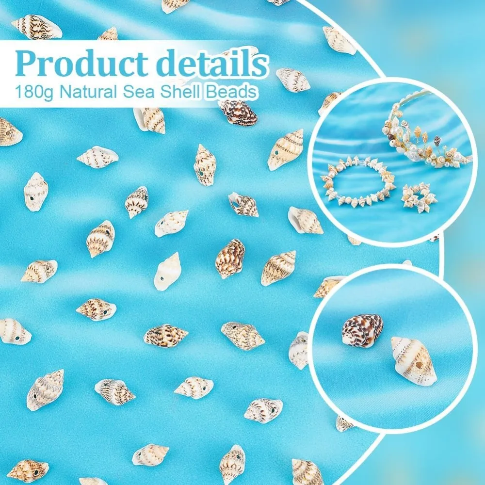 540 peças contas de concha de mar espiral natural 10 ~ 15mm oceano praia conchas perfuradas mini conchas pequenas para artesanato kit de fabricação diy