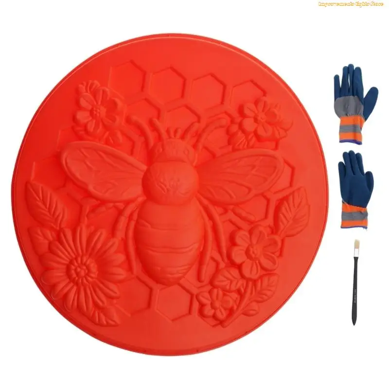 37ME Flexible Concrete Form Set for Garden Project Work, Yard Paving Tray with Gloves and Cleaning Brush for DIY Use
