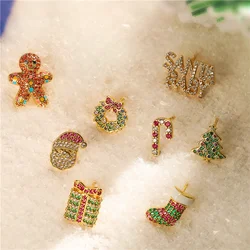 HECHENG,New Creative Cartoon Christmas Earrings For Young Ladies Funny Cute 18K Gold Plated Women's Earring Jewelry Access