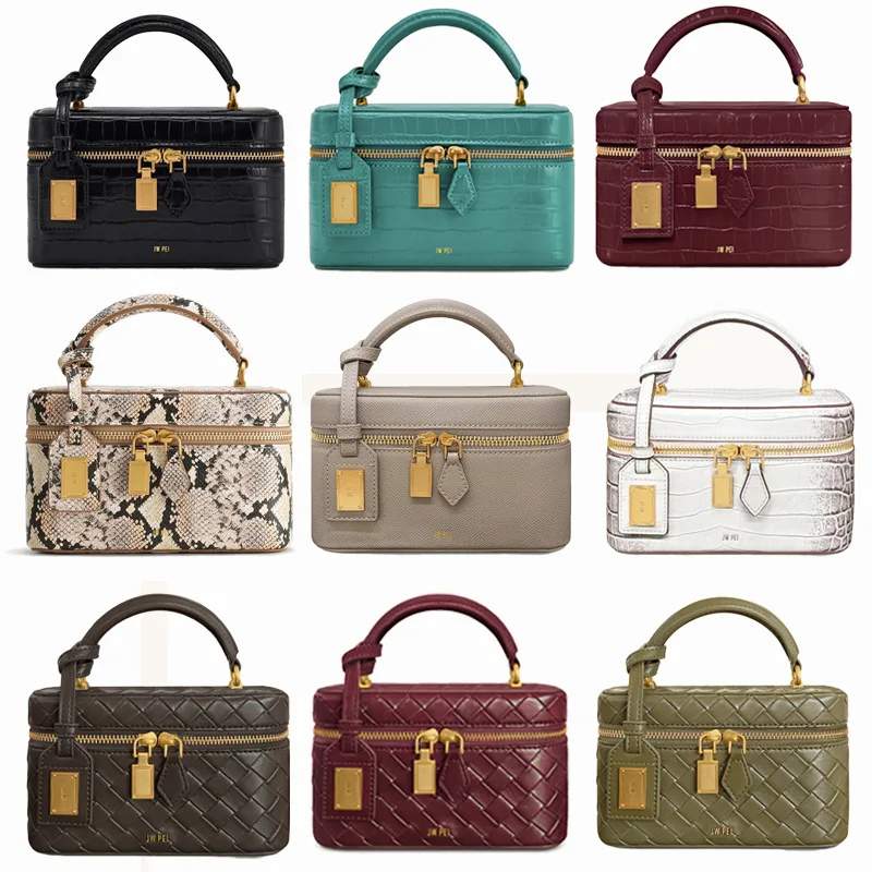 JWPEI Box Bag Cleo Imitation Crocodile Embossed Handheld Square Bag Single Shoulder Crossover Small Square Bag for Women