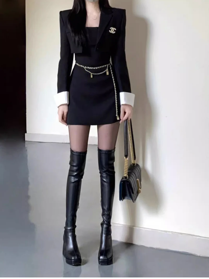 

Autumn and Winter Over The Knee French Leg Wrap Elastic Thick Soled Pu Leather Knight Boots High Boots for Women