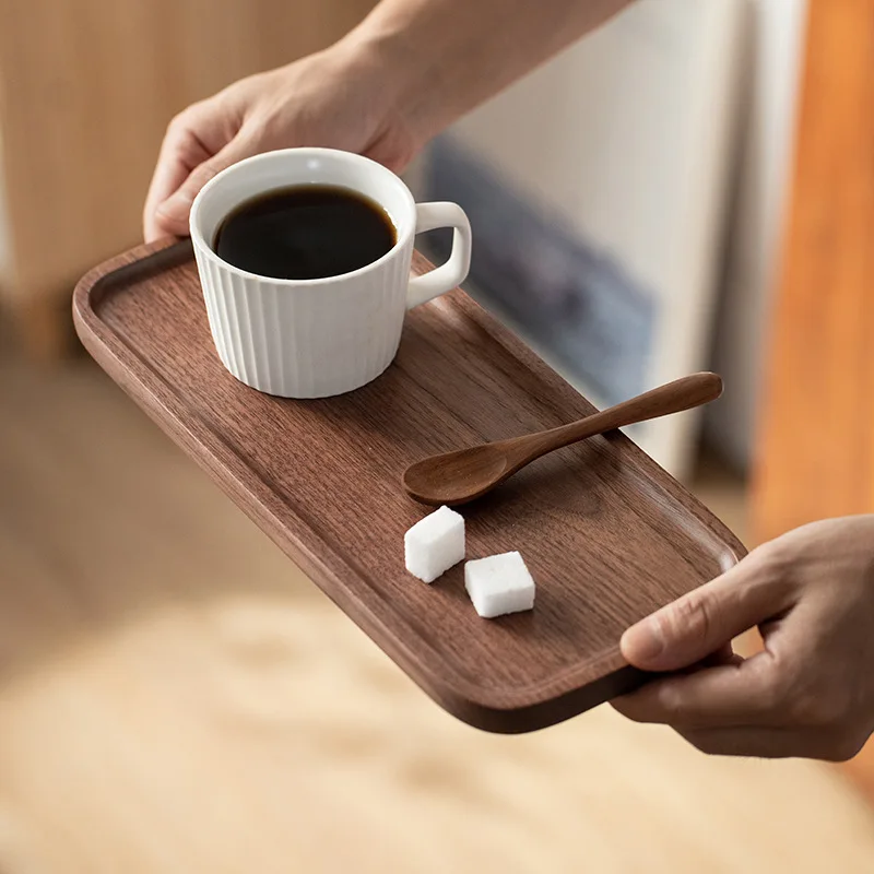 

Solid Wood Breakfast Tray, Dried Fruit Household Walnut Cup Pad, Dim Sum, Dessert, Western Food Serving Tray