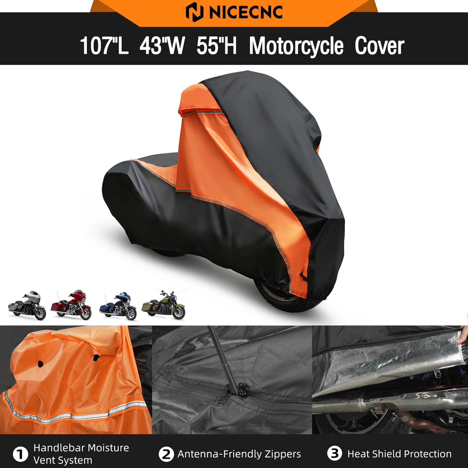 

Motorcycle Cover PU All-Season Protection For Harley Street Gilde RoadGilde Electra Glide Ultra/Other ModelWith Dual Side Cases