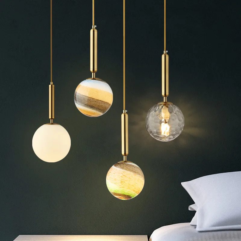 

Nordic Creative Pendant Lights Simple Design Single Head Glass Ball Lamp for Living Room Bedroom Bar Coffee Table Dining Room