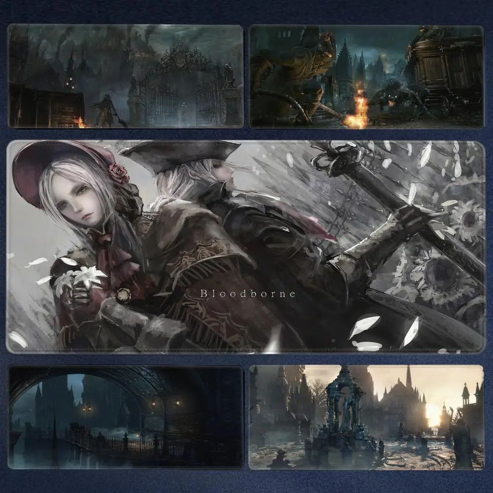 

Game Bloodborne Large Pc Mousepad Gamer XXL Desktop Decoration Computer Big Gaming Mouse Pad 900x400mm Table Desk Mat Carpet
