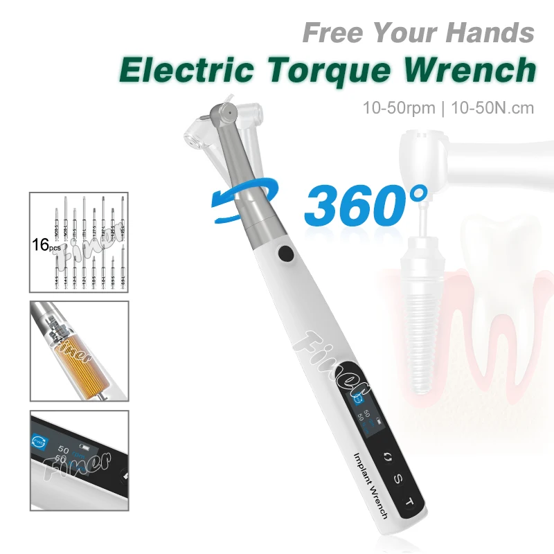 

Стоматологический электрический динамометрический ключ, динамометрический ключ для имплантата, отвертка, универсальные инструменты для ремонта порозотических имплантатов с 16 шт., винты Finer