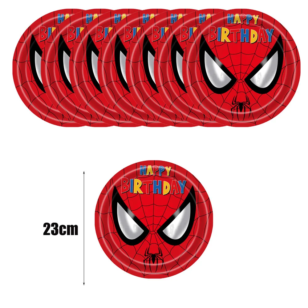 Nuevos platos de decoración para fiesta de cumpleaños de Spiderman de Disney, servilletas, vasos de papel, mantel de Spiderman, pancarta, suministro