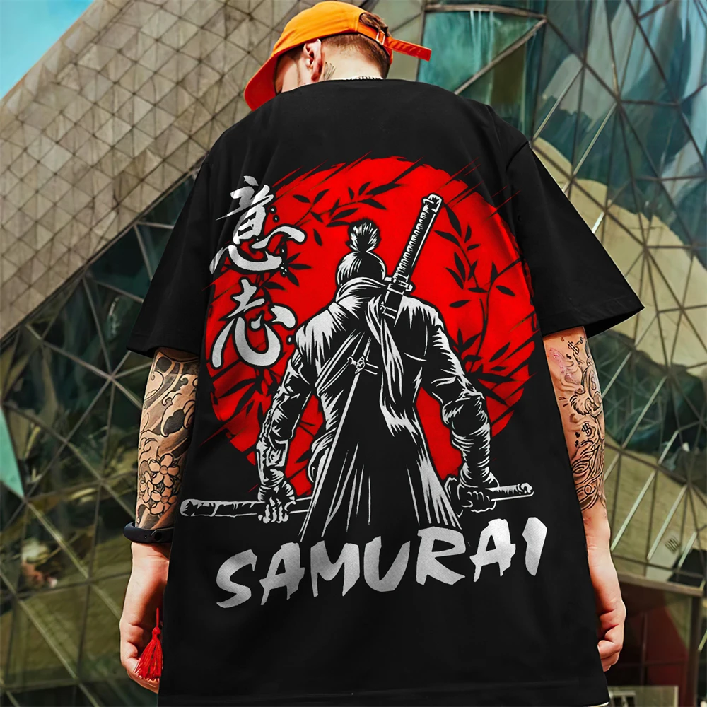 3D Samurai Print Men's T-Shirt Casual Oversized Tees