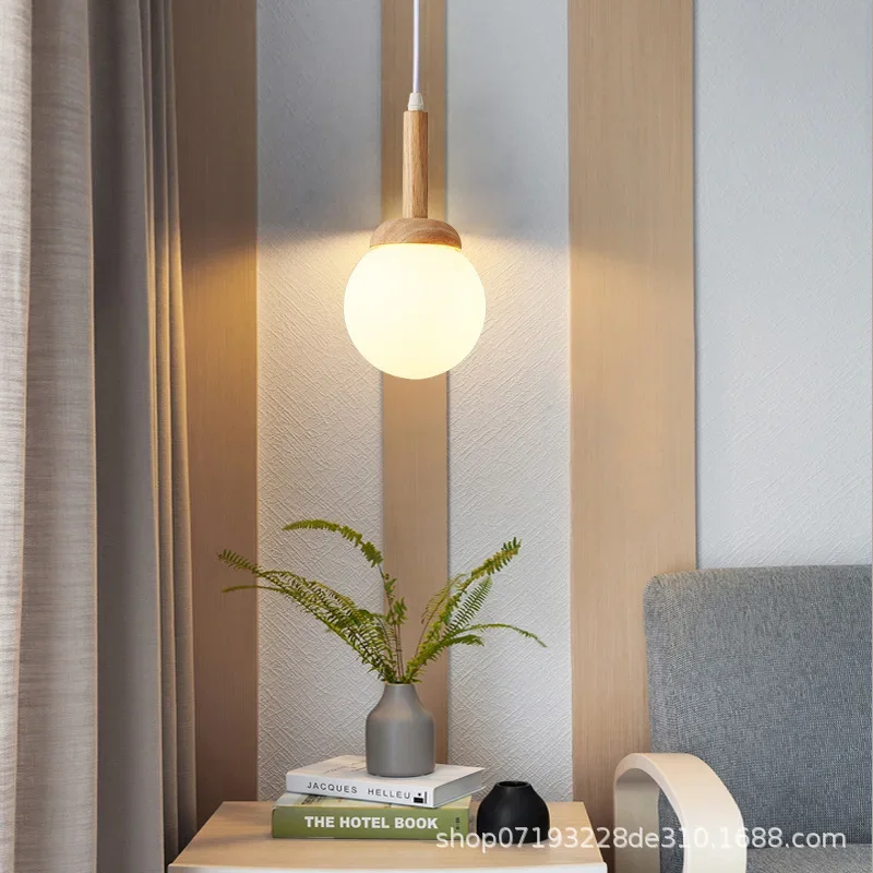 Nordic pendant lamp wood atmospheric Chinese three head dining room dining room modern simple bar personalized creative kitchen image 4