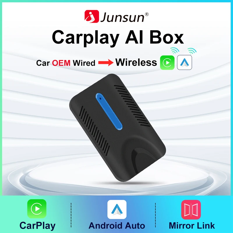 Junsun 4 In1 Mini Wireless CarPlay Android Auto Ai Box Adapter For OEM Car Stereo with USB Plug and Play WIFI Smart Link