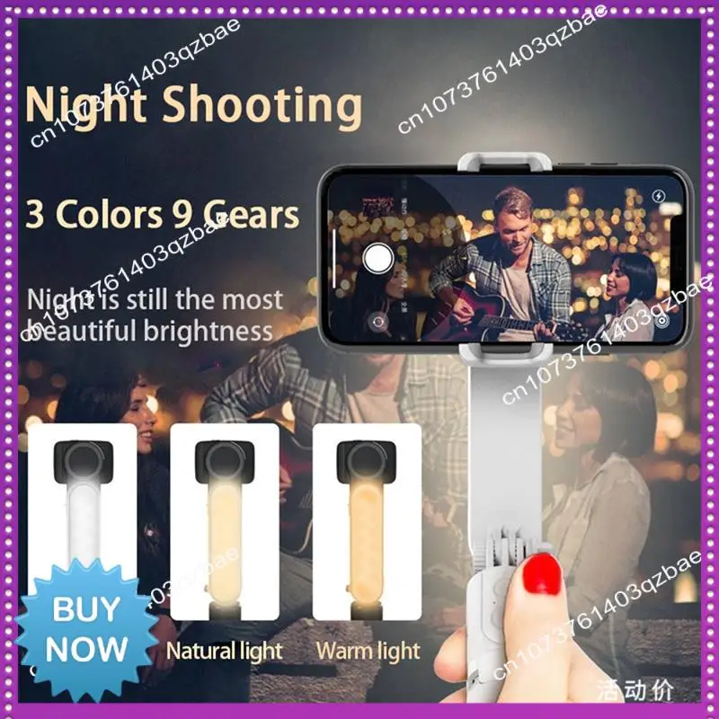 Hot Ltem Handheld Gimbal Stabilizer Bluetooth Selfie Stick Holder Adjustable Fill Light Selfie Stand For Smartphone Easy Install