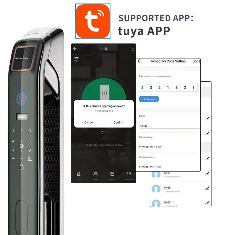 Fingerprint Lock WIFI Door Tuya Digital Keypad Biometric Intelligent Zigbee Push Pull Smart Door Lock With Smart Life App