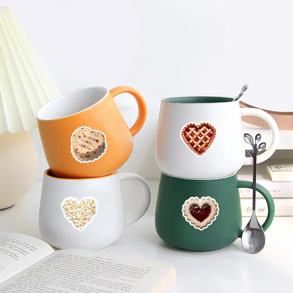 10/50PCS Heart Shaped Food Graffiti Stickers Exquisite for Phone Bottle Scrapbook Travel Bag DIY Aesthetic Decals Creative Gifts