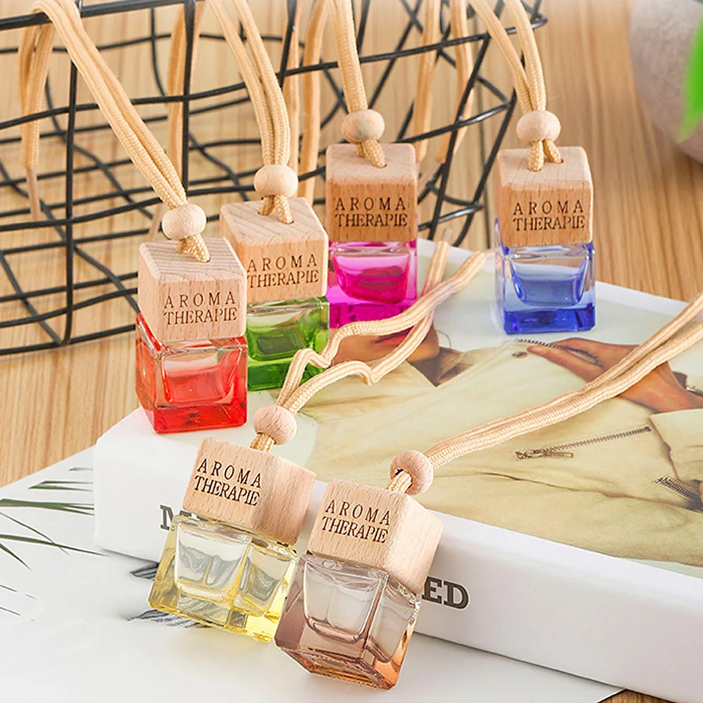 

8ml Air Freshener Hanging Bottle Transparent Refillable Car Glass Perfume Bottle Pendant Essential Oils Auto Car Hanging Bottle