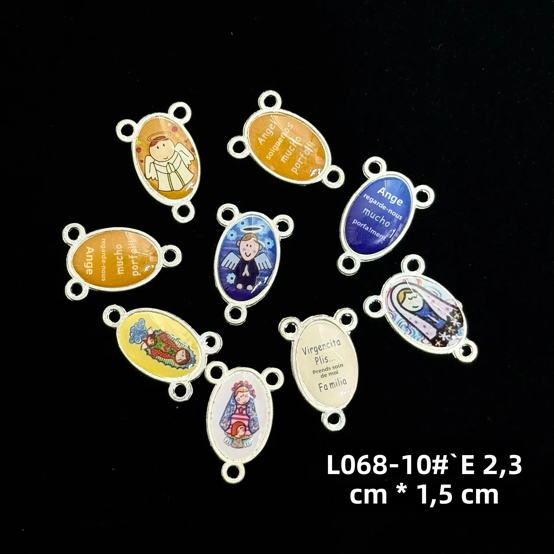 10 connecteurs de centre de chapelet catholique à 3 trous, breloques en alliage de zinc Vierge Marie Guadalupe, Médaille Miraculeuse de la Divine Miséricorde pour le bricolage