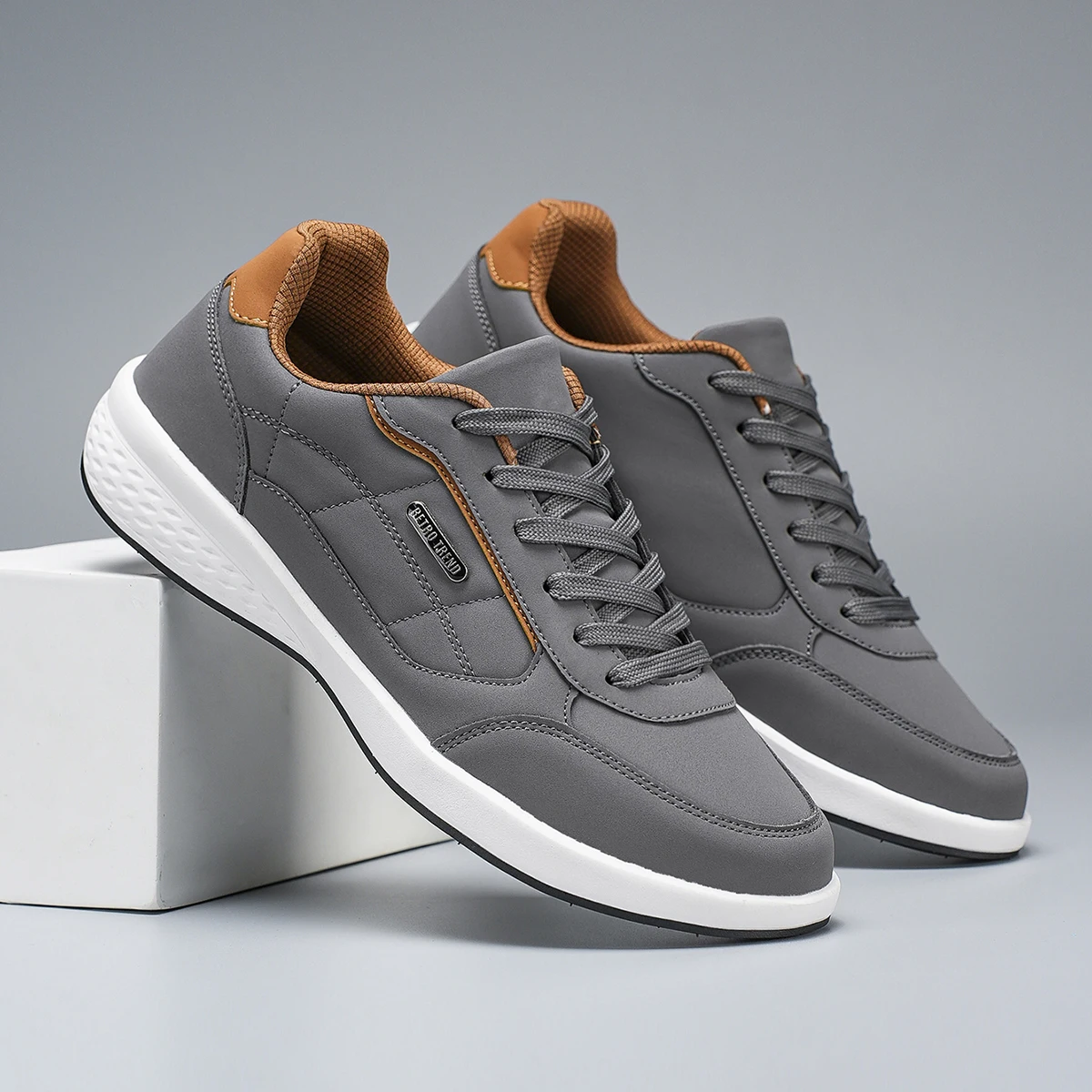 Neue atmungsaktive Lederschuhe für Herren, leichte, bequeme Herren-Sneaker, modische Schnürschuhe, Freizeitschuhe, flache Schuhe, Zapatillas Hombre – Detail 9