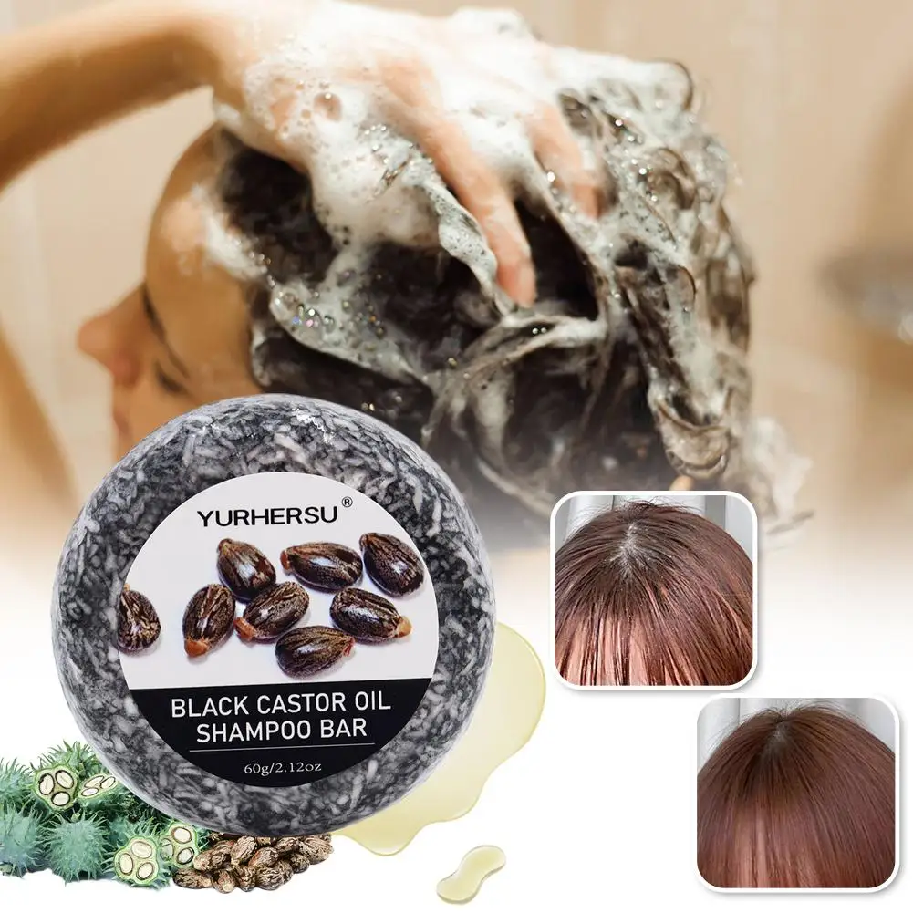 1/3/5PCS 60g Black Castor Shampoo Bar 2-in-1 Shampoo and Conditioner, made with castor extract, nourishes and cares for all hair - view 2