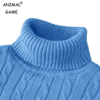 Suéteres de punto de manga larga para hombre al aire libre, suéter de cuello alto ajustado, Jersey informal, suéter básico de invierno, Top pesado