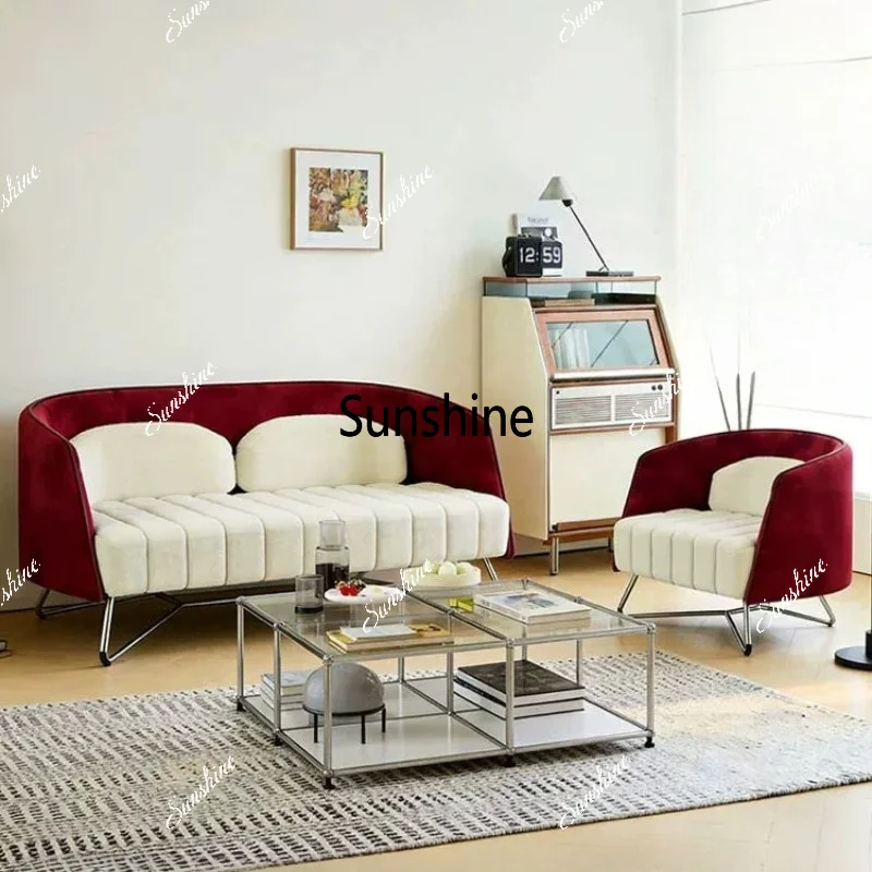 Retro cream style sofa light luxury style beauty salon front desk consultation negotiation sofa