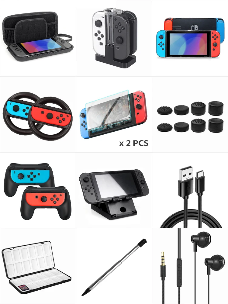 Accessory Bundle Kit Designed for Nintendo Switch Accessories Geeks and OLED Console Users Case and Screen Protector