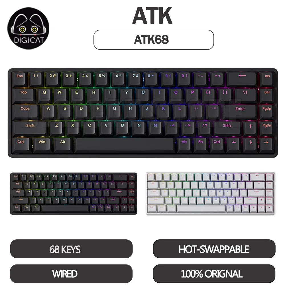 ATK68 Mechanical Keyboard Esports Magnetic Switch Wired Keyboard RGB Backlit 68 Keys OEM Keycaps PBT For Win/Mac Gaming Keyboard