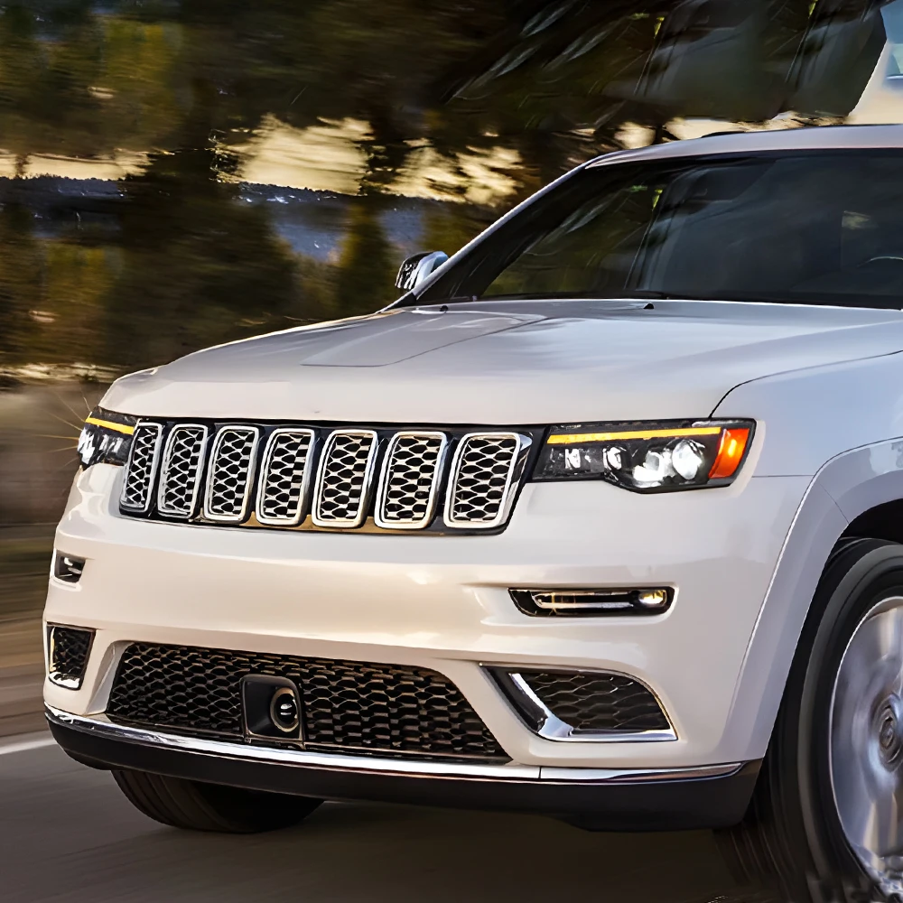

Для Jeep Grand Cherokee 2014-2021 автомобильные передние фонари, обновленные динамические 3 линзы проектора, автомобильные аксессуары, светодиодные автомобильные фары в сборе