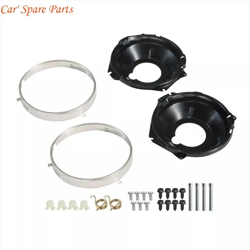 

Y4UA Polished Headlight Mounting Bucket &Retaining Rings for Vintage Vehicle Repair