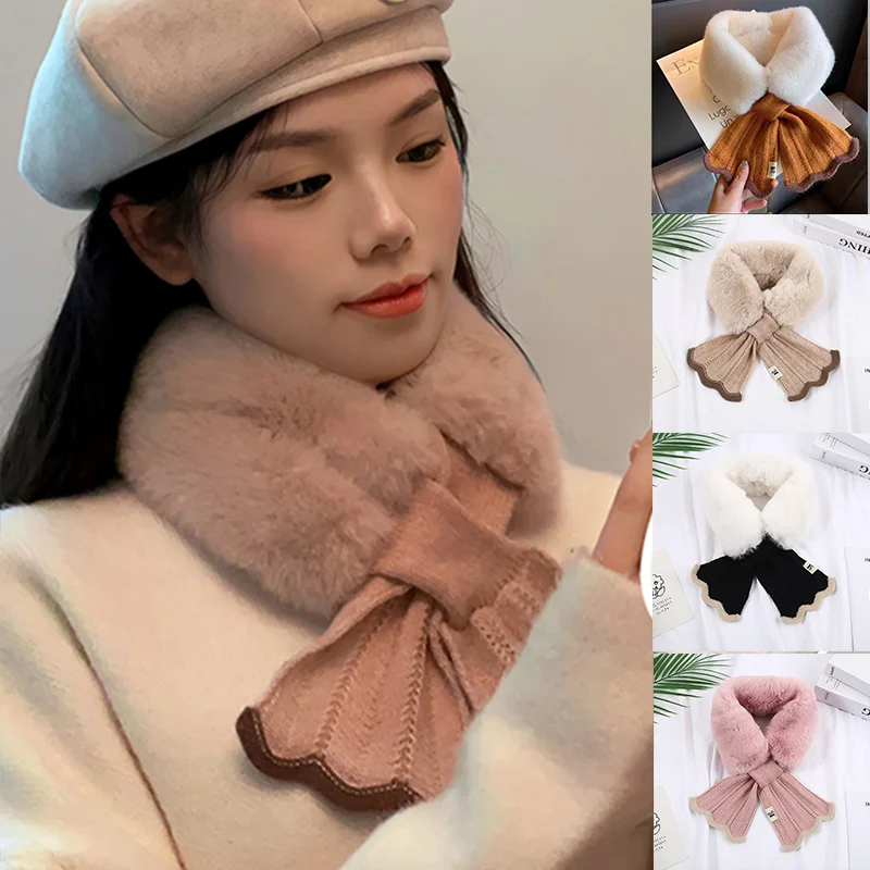 

Зимний плюшевый шарф, милые вязаные утолщенные шарфы, завязка на шею, гетры, теплый нечеткий шарф для катания на лыжах на открытом воздухе, бега