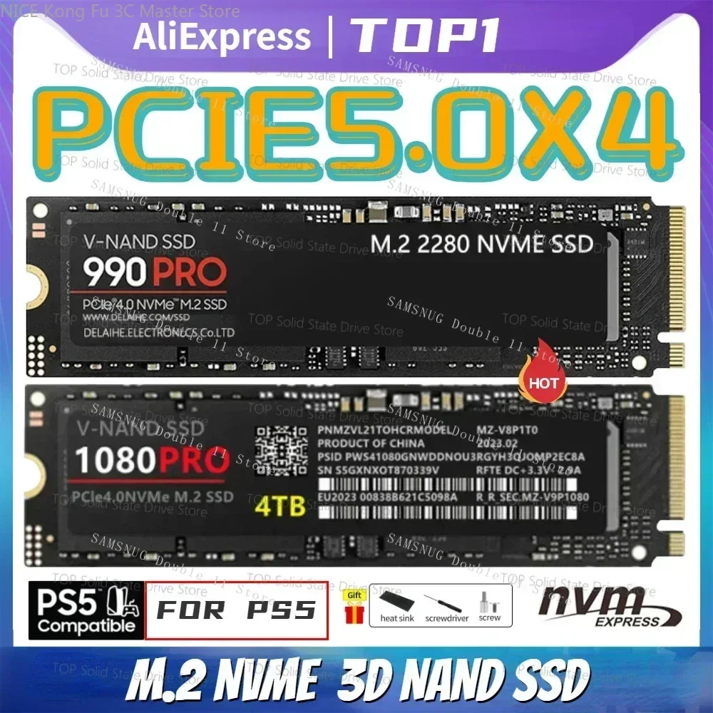 

2024 990 Pro NVMe M.2 Ssd 2280 1TB 4TB HD Hard Drive M.2 Ssd Hard Drive M2 2280 SATA 1080 Pro NGFF Hard Drive for Laptop PS5