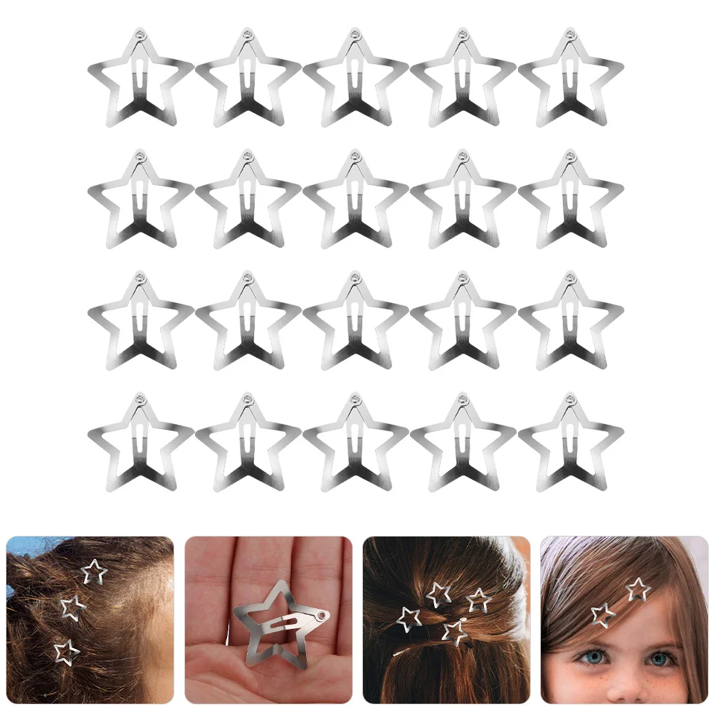 

20Pcs Star Hair Clips Durable Metal Snap Barrettes for Fine and Thick Hair Stylish Bangs Fixing Accessories Star Clips