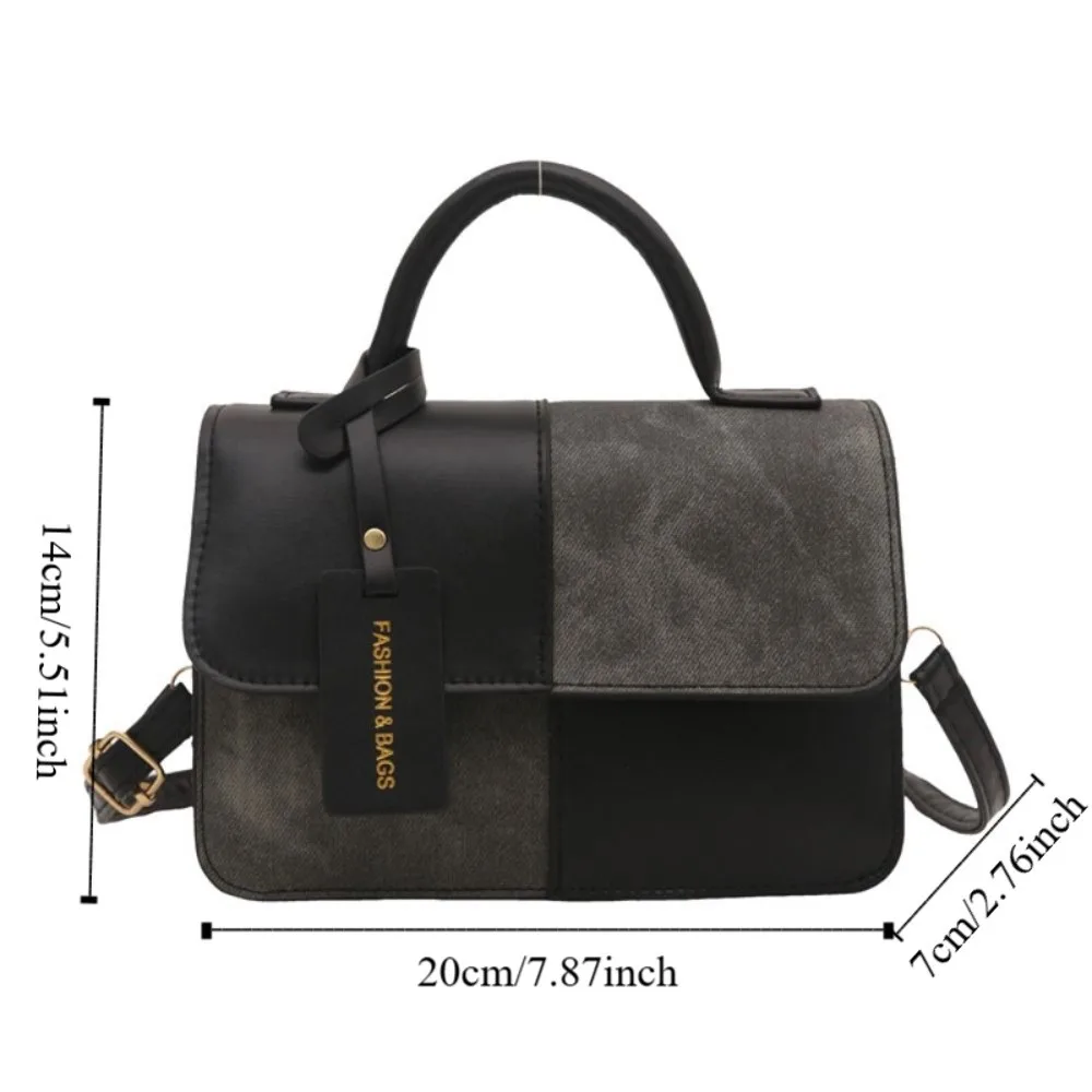 Fashion Color Blocking Women Shoulder Bag Portable Korean Style Mini Travel Bag PU Large Capacity Small Square Bag Student image 6