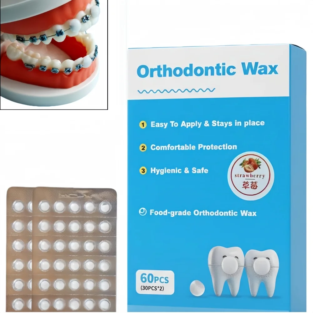 

60 шт./кор., стоматологический ортодонтический воск для рта, против истирания, с брекетами, защитный воск от царапин, ортодонтический защитный воск для зубов