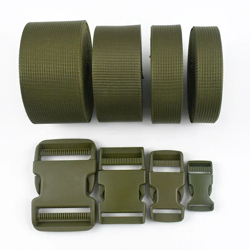 1-5 zestawów 20-50mm Armygreen taśma pasek plastikowe klamry zwalniające zamknięcie bagażu wiążące zapięcie hak obroża dla psa klamra pasa