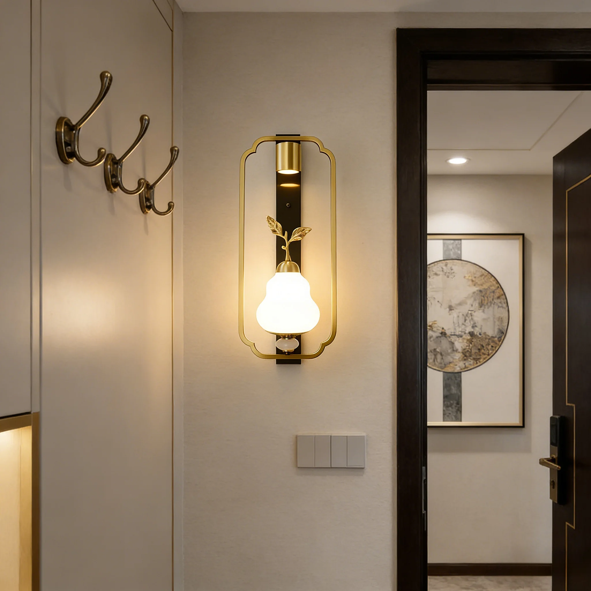 

Modern Chinese Style Solid Copper Wall Lamp Minimalist Luxurious for Bedroom Living Room Indoor Ambient Lighting