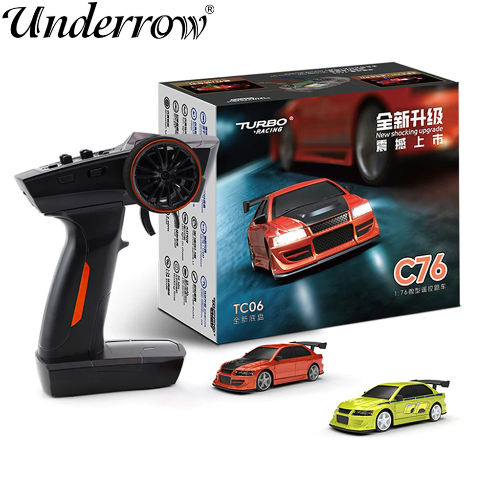 Turbo Racing 1/76  C76 Flat Running  Racing MINI RTR Remote Control Model On-road Car Desktop Toys for Adult Children's Toys