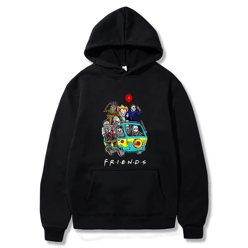 

2025 Friends Horror Movie Printed Hoodie Men's Fashion Trend Long Sleeved Pullover Women's Harajuku Casual Street Sportswear
