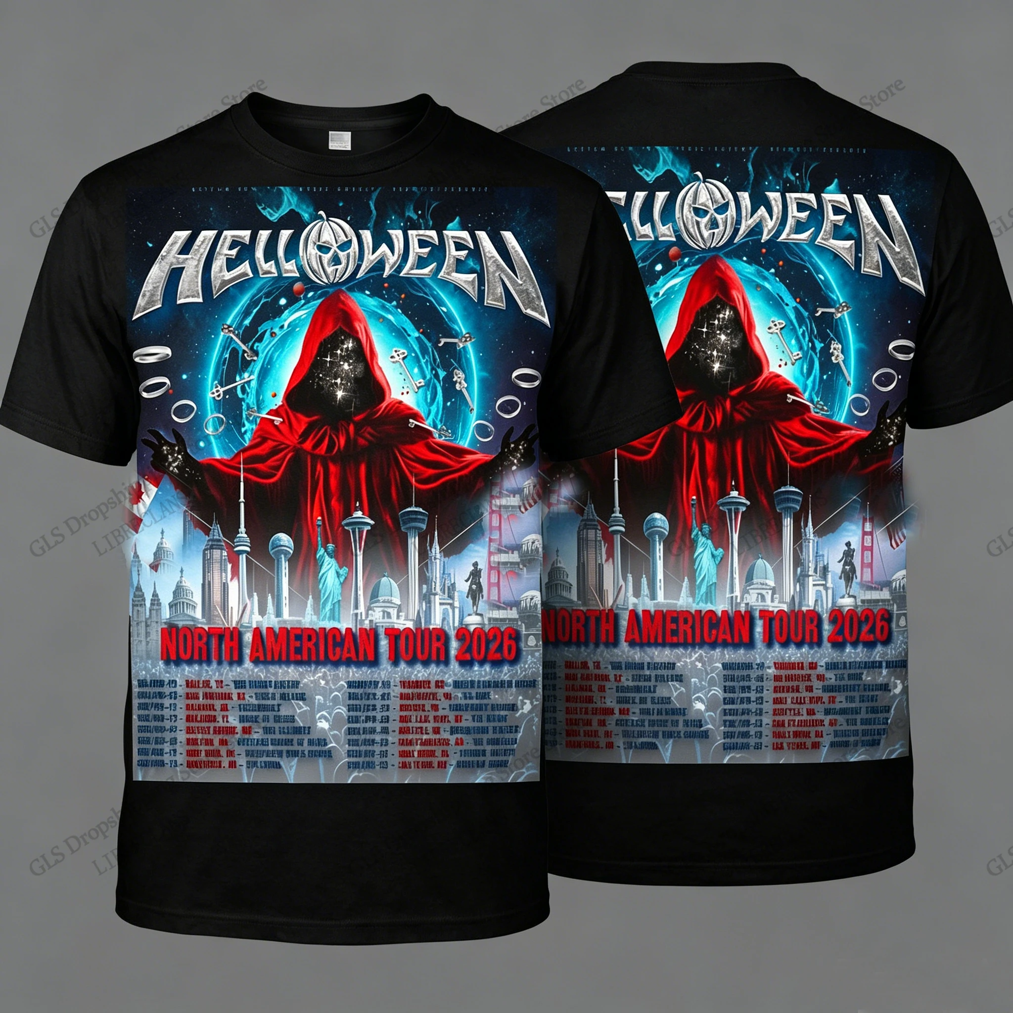 Vintage Helloween Rock Band Tour 3d Print T-shirt Men Women Fashion Halloween Short Sleeve Tops Tees Kids tshirt Unisex Clothing