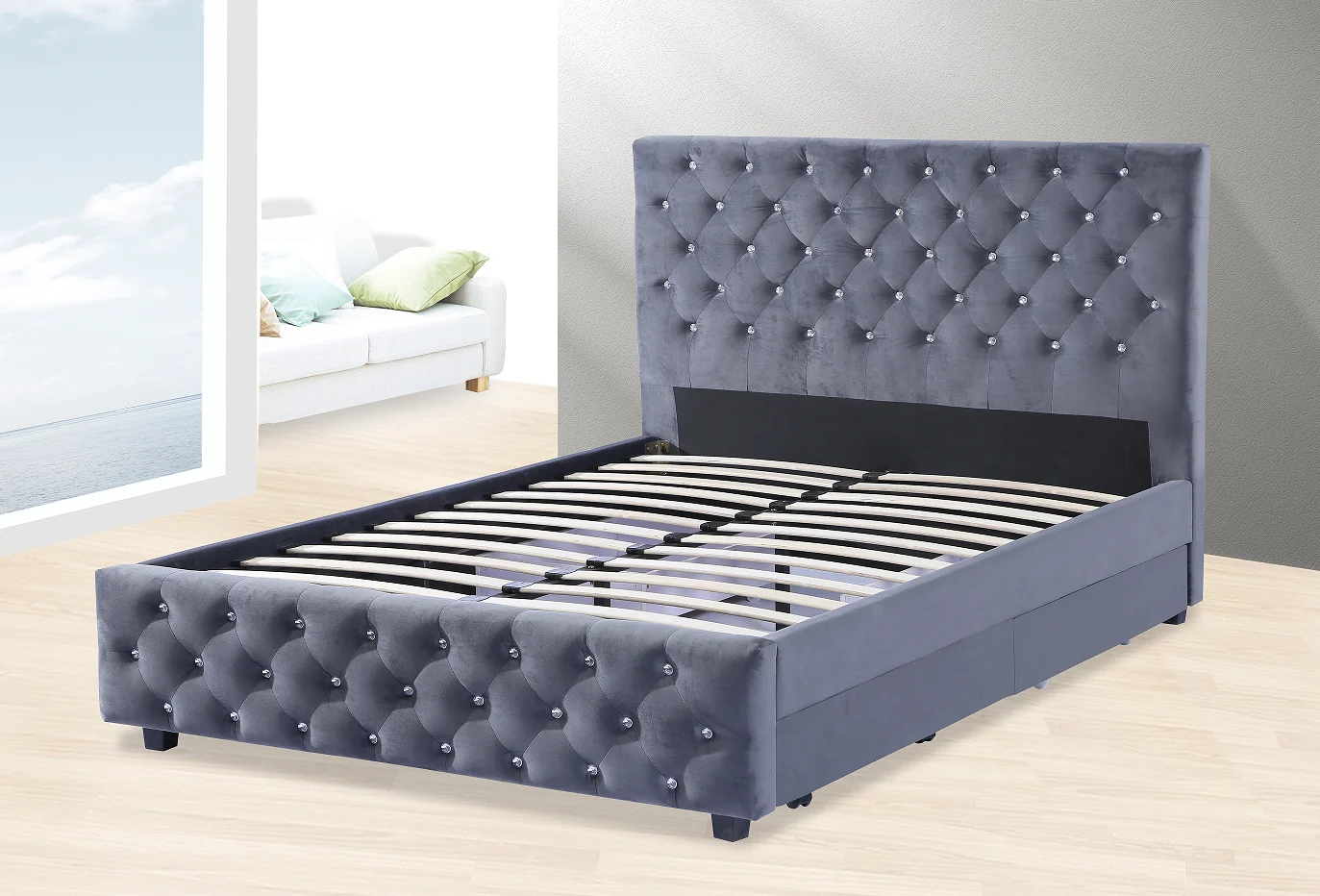 Letto imbottito moderno e semplice di nuovo stile con contenitore