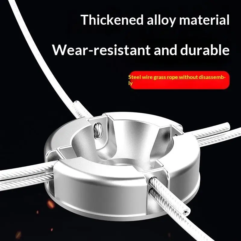 Universeller Rasentrimmerkopf aus Aluminium mit 4 Fäden, Rasentrimmerkopf mit Gewinde, Nylon-Schnur für Rasenmäher, Silber – Detail 3