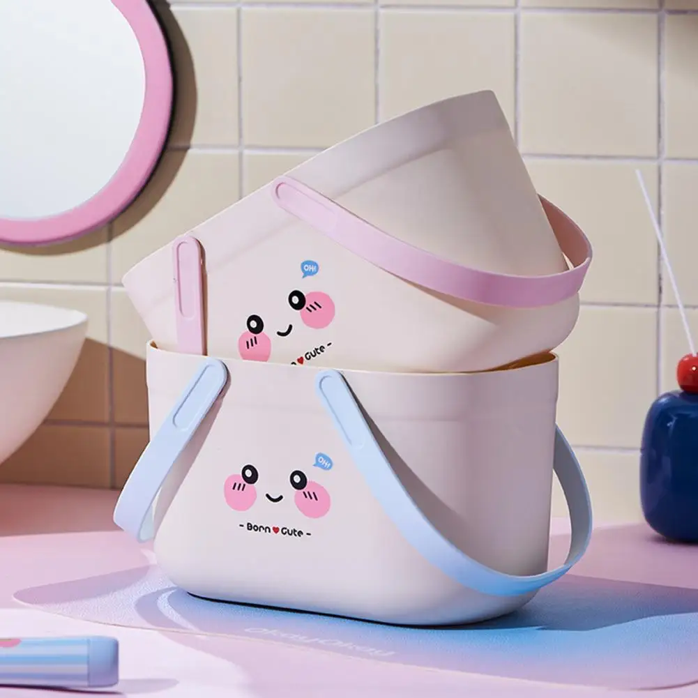 

Handheld Bath Basket Portable Bath Basket with Capacity Cute Patterns Handheld Storage Solution for Sundries Space Saving