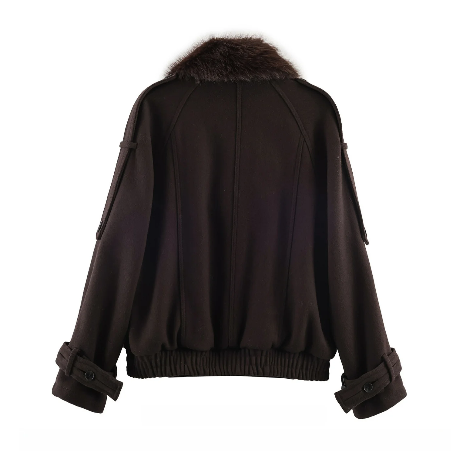 Retro Style Short Casual Fashion Slimming Women's Jacket Double Row Buttons Fur Collar Versatile Warm Winter Outerwear