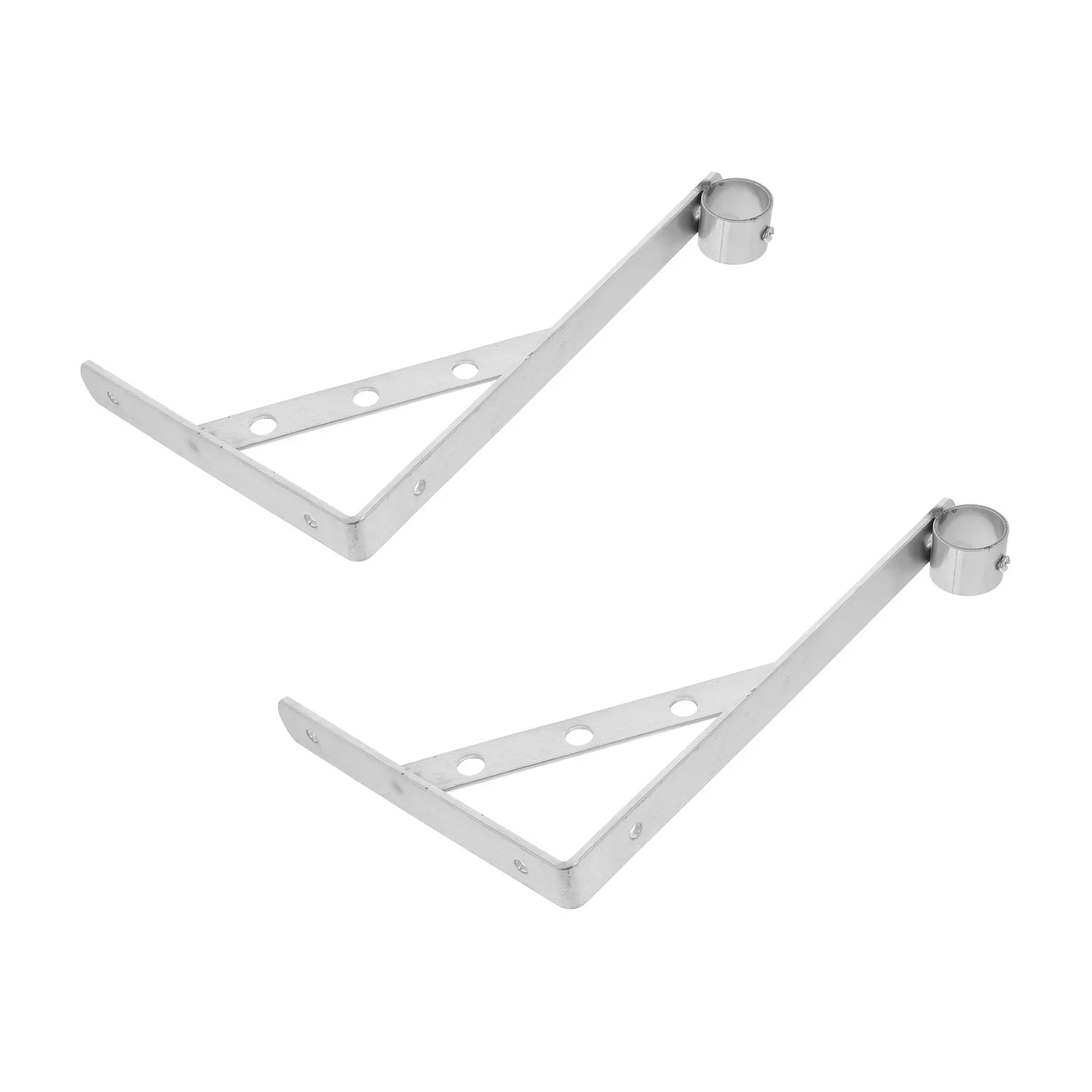 2Pcs Closet Rod Bracket Stainless Steel Triangular Support Side Mounted Laundry Room Clothes Hanging Pole Holder Extendable 25Mm